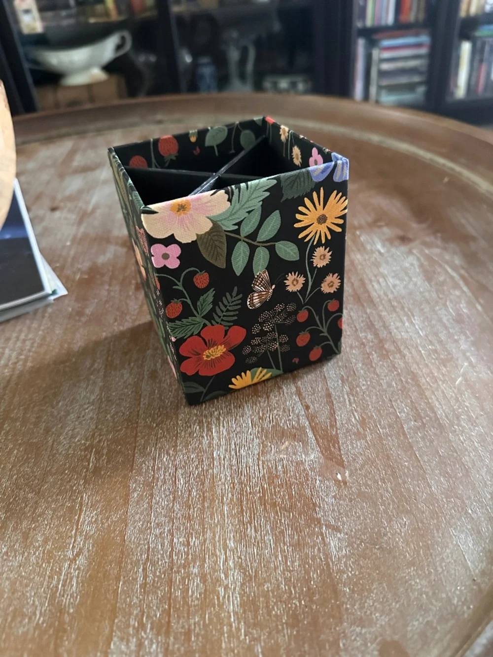 RIFLE PAPER Strawberry Fields Divided Pencil Cup